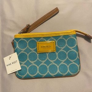NWT - Nine West Teal and Yellow Wristlet